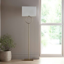 Lizzy Antique Brass Floor Lamp with Cream Shade Black