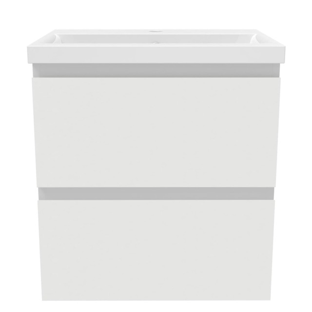 AICA 500mm Wall Mounted Bathroom Vanity Unit With Ceramic Basin,2 Soft Close Drawers for Storage,White,Flat packed