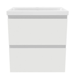 AICA 500mm Wall Mounted Bathroom Vanity Unit With Ceramic Basin,2 Soft Close Drawers for Storage,White,Flat packed
