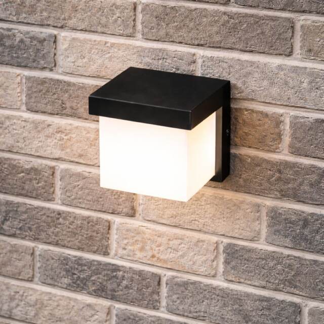 CGC Lighting Addison Black Cube LED Outdoor Wall Light 9W 4000K Integrated IP65 Black Black Height: 11.5 cm, width: 11.5 cm, depth: 13 cm