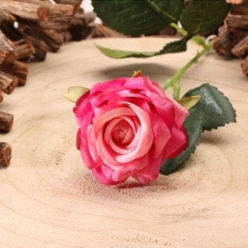 Fuchsia Pink Diamond Rose Artificial Silk Flower 40cm