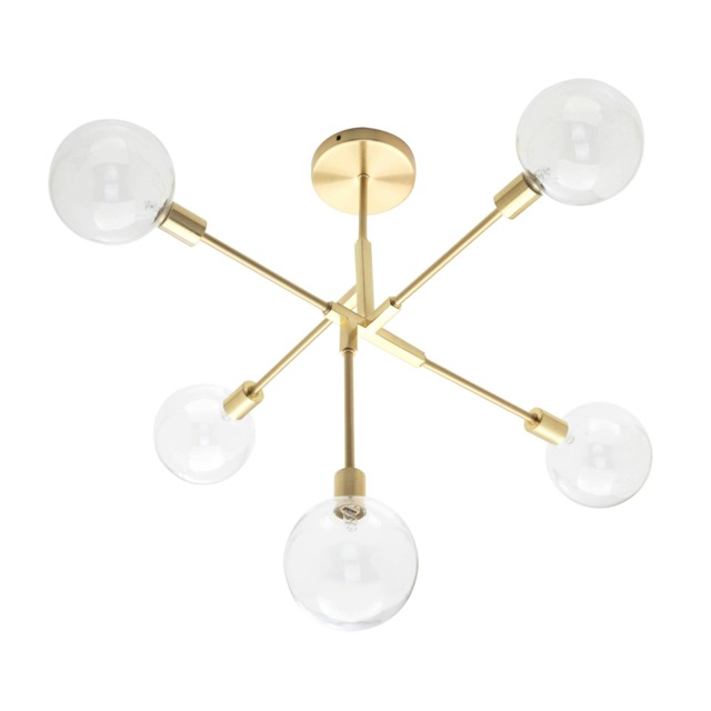 BHS Hennock 5 Light Flush Ceiling Light Gold Brass 1