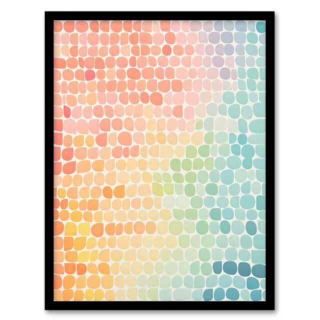 Sunset On Sea Gradient Pastel Abstract Home Decor Black Framed Wall Art Print A4