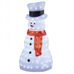 Neo Large 70cm Acrylic Light Up Snowman Outdoor Festive Christmas Garden Porch Decoration Display Warm White Bright LEDs Illuminated Weatherproof