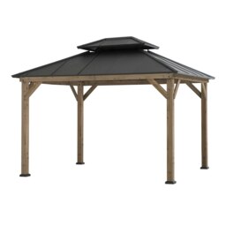 Sunjoy 3m x 3m Wooden Garden Gazebo Pavilion, Anthracite
