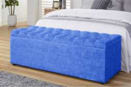 120cm Chesterfield Ottoman Storage Box -Upholstered Blanket Box - Blue Naple Ottoman Bench