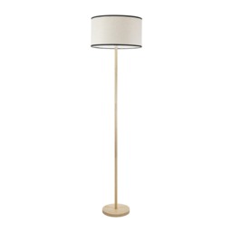 ValueLights Heather Light Wood Floor Lamp Black Trim Shade and Bulb