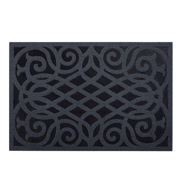 Nicoman Victorian Style Rubber Door Mat Grey 60 x 40cm