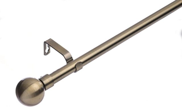 19 mm Extendable Metal Curtain Poles, Antique Brass (Ball Finials, 70 - 120 cm)