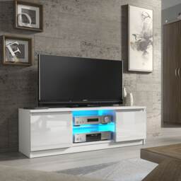 TV Unit TV Stand Cabinet Sideboard Media Cabinet Storage White High Gloss Doors Free LED Living Room Furniture 120cm