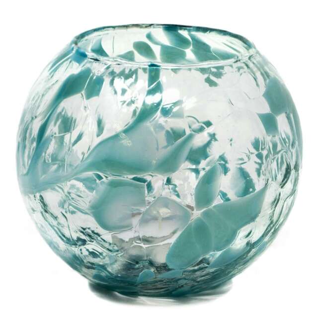Milford Collection Tealight Holder April Birthstone Friendship Nightlight Turquoise Large