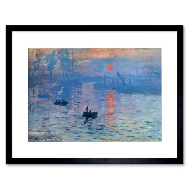 "Monet Impression Sunrise Painting Home Decor 12x16"" Framed Wall Art Print"