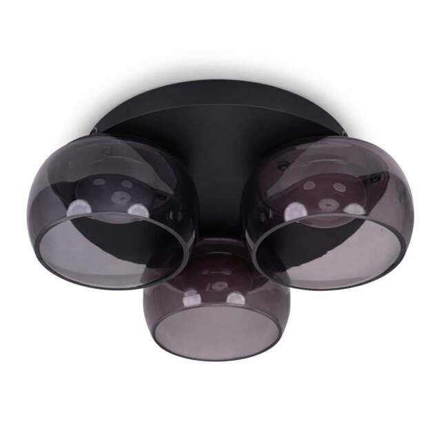 ValueLights Alissa Matte Black IP44 3 Way Smoked Glass Integrated LED Ceiling Light Black