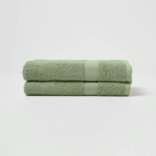 Homescapes Turkish Cotton Bath Towel Set of 2 - Sage Green Green Bath towel 2