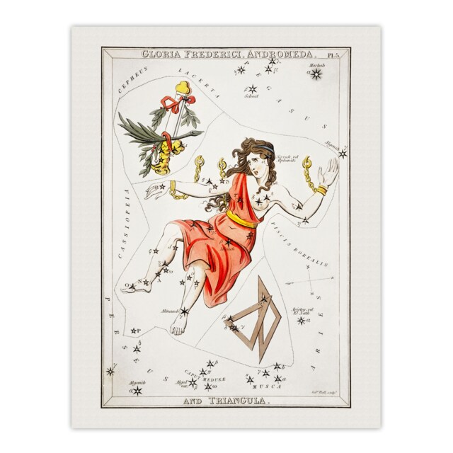 "Vintage Andromeda Constellation Illustration Hall Wall Art Poster Print 24X32"""