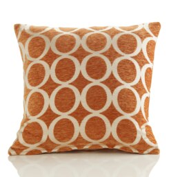 Geometric O Chenille 45cm x 45cm Orange Cushion Set of 4 Orange Cream 45cm x 45cm x 10cm 4