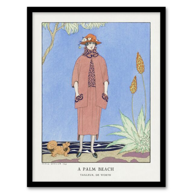 "A Palm Beach Fashion Advert Barbier Vintage Framed Wall Art Print 12X16"""
