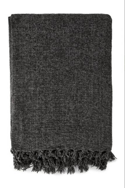 "Camilla Collection Chenille Throw in Charcoal (50"" x 60"")"