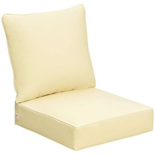 Outsunny Outdoor Seat and Back Cushion Set, Deep Seating Chair Cushion, Beige White Beige 1