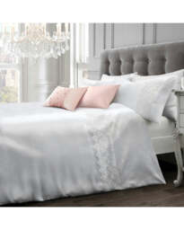 Intimates Faux Silk Nouvelle Lace Duvet Cover & Pillowcase Set White White Single