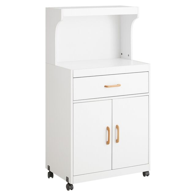 SoBuy Kitchen Trolley Cabinet with Worktop, Drawer & 2-Door Cupboard, White, 24.4x15.7x46.9 inches, 22 kg - FSB12-W