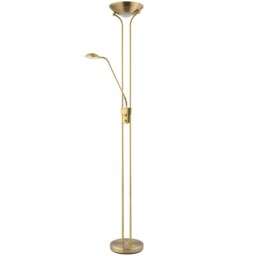 LED Mother and Child Floor Lamp in Antique Brass with Rotary Dimmer Switches Gold Antique Brass 1