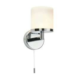 Lipco 1 Light Bathroom Wall Light Chrome IP44 with Opal Glass, G9