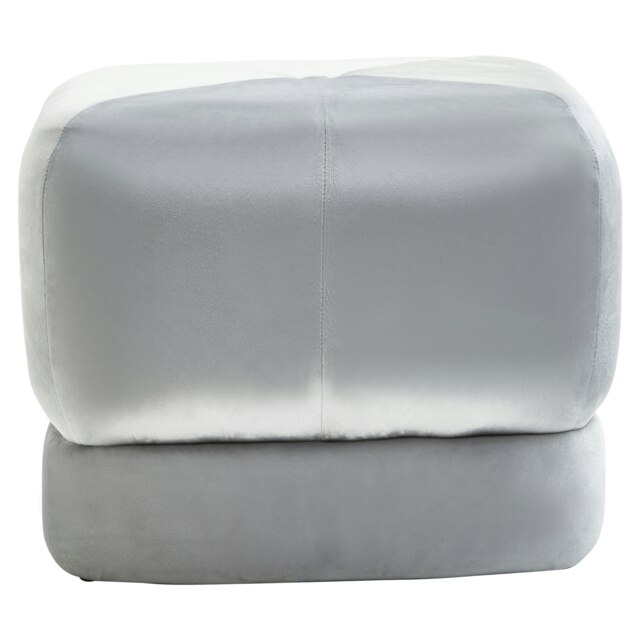 Orsina Grey Velvet Stool, Plush Round Velvet Seat on Gold Metal Legs, Compact Ottoman Footstool for Living Room