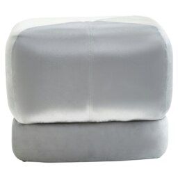 Orsina Grey Velvet Stool, Plush Round Velvet Seat on Gold Metal Legs, Compact Ottoman Footstool for Living Room