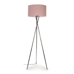 ValueLights Camden Chrome Tripod Floor Lamp Pink Shade and Bulb