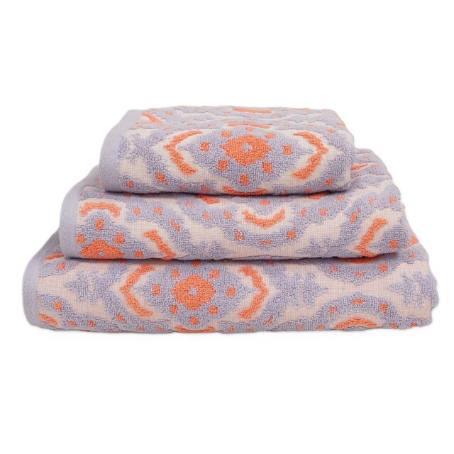 Luxury Goa Sculpted Patterned Bath Towels - 100% Cotton Purple Bath towel