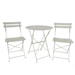 Clifton Bistro Set Outdoor Patio Garden Furniture Table and 2 Chairs Metal Frame Cream