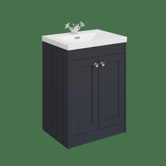 Balterley Floor Standing 2 Door Unit with Minimalist Basin 1 Tap Hole - Set B Grey 800 x 600 x 453mm