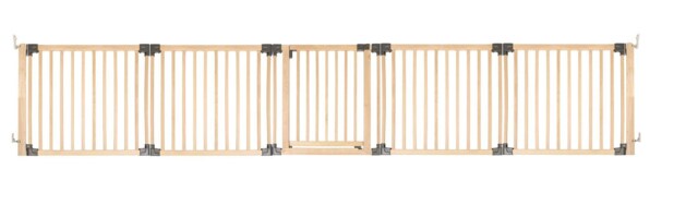 Safetots Wooden Multi Panel Room Divider, up to 416cm, Natural Wood, 76cm Tall, Flexible Room Divider for Baby and Toddler Cream Natural