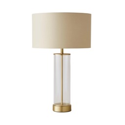 ValueLights Balan Brushed Gold Table Lamp Cream Shade and Bulb