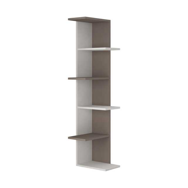 Decortie Saso Corner Bookcase 37x24x141cm White Mocha Grey