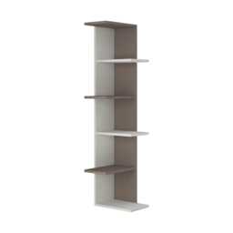 Decortie Saso Corner Bookcase 37x24x141cm White Mocha Grey