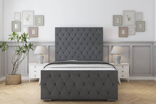 "Sloomy Watson Armour Coniston Bed Frame With Mattress With 50"" Upholstered Headboard 5' King"