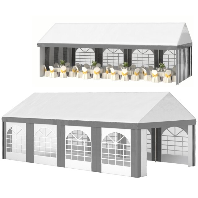 Outsunny 8 x 4m Party Tent, Marquee Gazebo with Sides, Windows and Double Doors