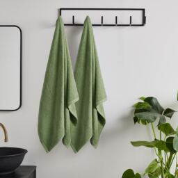 Catherine Lansfield Quick Dry Cotton Bath Sheet Pair Green Sage Green Bath sheet