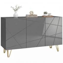 HOMCOM Storage Cabinet, Sideboard with Adjustable Shelves, High Gloss Grey