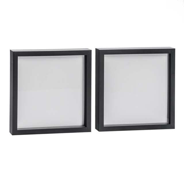 "Nicola Spring 10 x 10"" Photo Frames - Black - 3D Photo Frame Picture Frame Box Portrait Display Case (53 x 53cm) Set of 2"