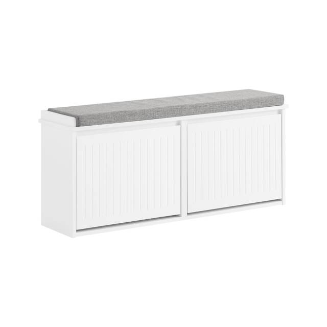 SoBuy Shoe Storage Bench with Cushion, White, 39.4x10.2x18.1 inches, 4.5 kg - FSR98-XL-W