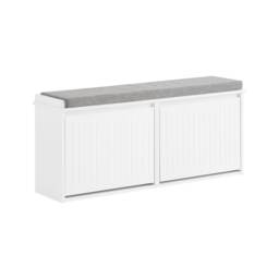 SoBuy Shoe Storage Bench with Cushion, White, 39.4x10.2x18.1 inches, 4.5 kg - FSR98-XL-W