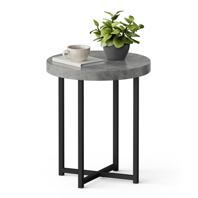 VonHaus Grey Concrete Effect End Table for Livingroom
