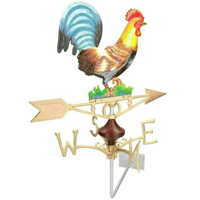 Cockerel Chicken Hen Weather Vane Vain Wall Mount Gold House Roof Cast Iron