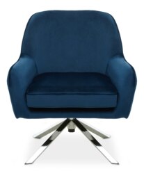 Orsina Midnight Armchair with Velvet Upholstery, Angular Base with Gold Finish, Velvet Dining Chair for Living Room