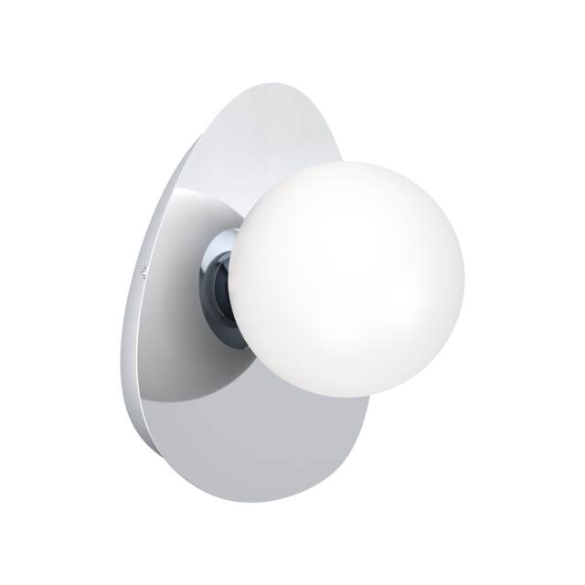 EGLO Castrovido Matte Glass & Steel Modern Bathroom Wall Light, Chrome
