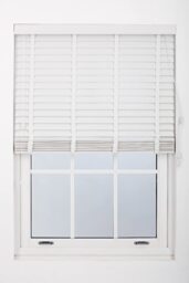 Faux Wood Venetian Blind with Tape 75cm Wide x 210cm Drop 50mm Slat White White