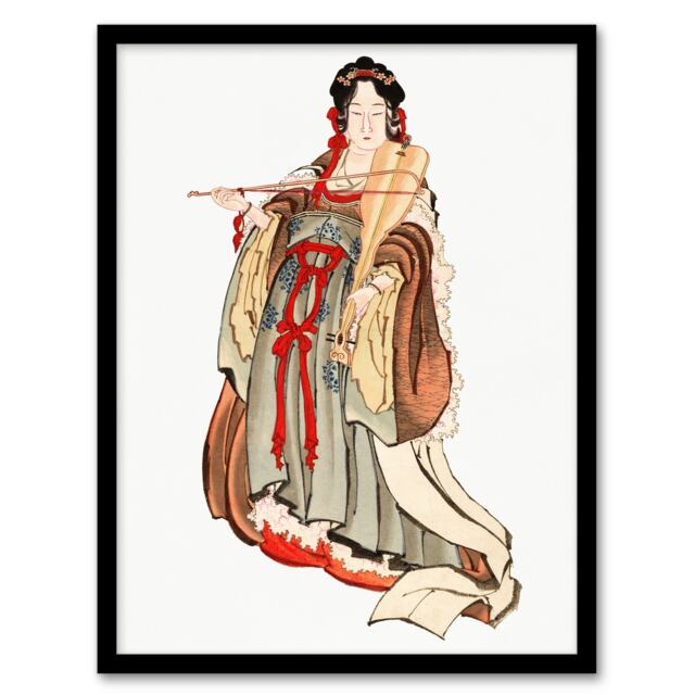 "Benten Goddess Of Love Vintage Japan Framed Wall Art Print Hokusai 12x16"""